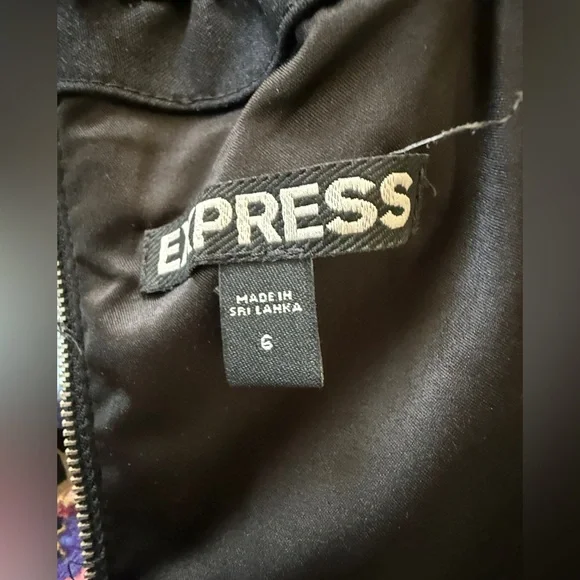 🌺Express Black Strapless A-Line Cocktail Dress with Vibrant Colors - Picture 4 of 8